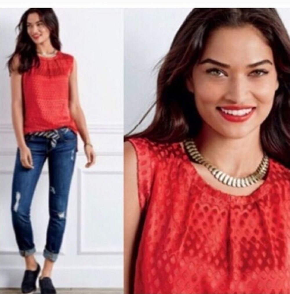 CAbi Vibrant Red Sleeveless Blouse - Picture 6 of 10